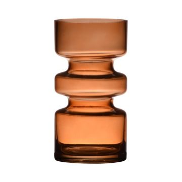 Fantastická skleněná váza TAMLIN, oranžovo-hnědo-čirá, 17cm, Ø9cm