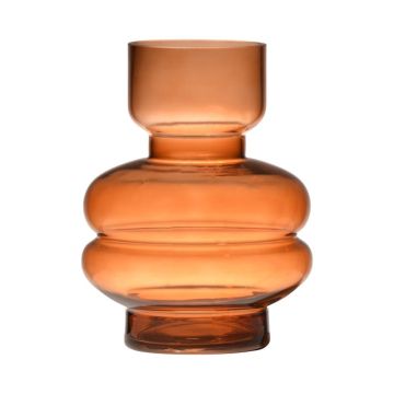 Efektní skleněná váza TAMLIN, oranžovo-hnědo-čirá, 15cm, Ø9cm