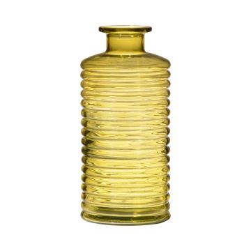 Skleněná láhev STUART s drážkami, žluto-čirá, 21,5cm, Ø9,5cm