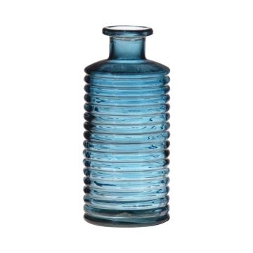 Skleněná láhev STUART s drážkami, modro-čirá, 31cm, Ø14,5cm