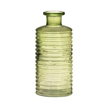 Skleněná láhev STUART s drážkami, zeleno-čirá, 31cm, Ø14,5cm