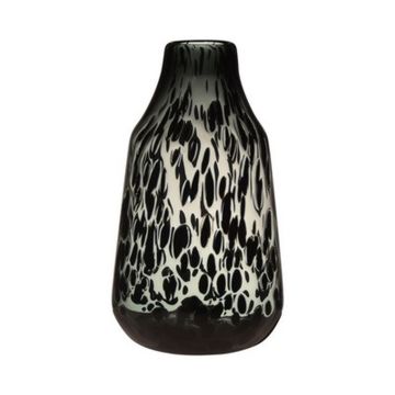 Skleněná láhev RUSSELL, leopardí vzor, černo-béžovo-čirá, 30cm, Ø17,5cm