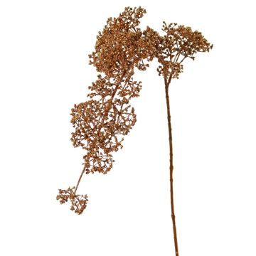 Umělá větev sněhové koule SALFHY s poupaty, měděná metalíza, 90cm