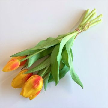 Umělá kytice tulipánu LEANA, oranžová, 30cm, Ø20cm