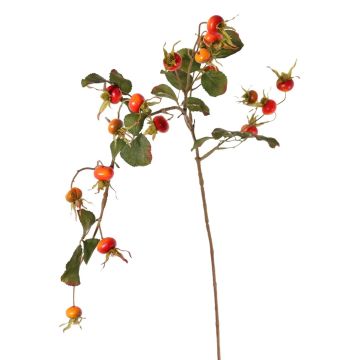 Umělá větev divoké růže FILONAS s plody, oranžovo-červená, 105 cm