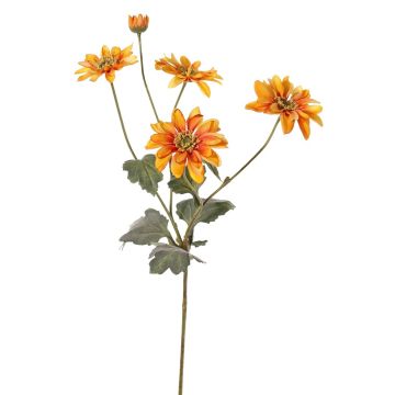 Textilní květina chryzantéma INDALI, oranžovo-žlutá, 65cm, Ø6,5-8cm