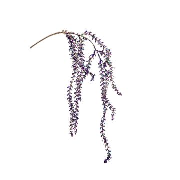 Dekorační větvička amarantu YESSIKA s květy, třpytky, fialová, 110cm