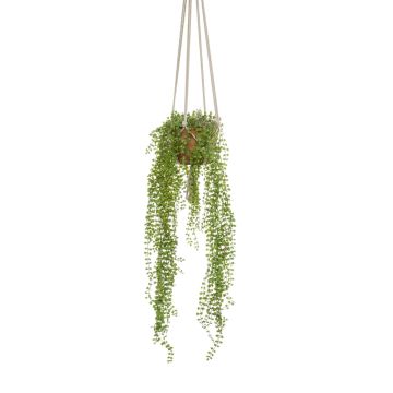 Umělý závěsný koš na popínavé fíky AMADOR, terakotový květináč, zelený, 100cm