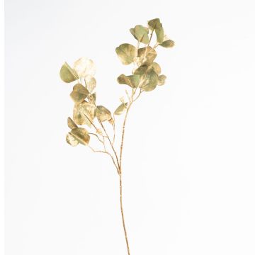 Umělá eukalyptová větev AMADU s plody, třpytky, zeleno-zlatá, 80cm
