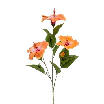 Umělá větev ibišku AMADOU s květy, oranžová, 80cm