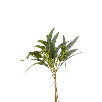 Dekorační svazek eukalyptu BAYOLA s květy, zelený, 45cm