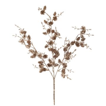 Dekorační větev borovice pinie EMERIC se šiškami, zlatá, 45cm