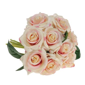 Umělá kytice růží GAUTAM, krémově růžová, 25cm