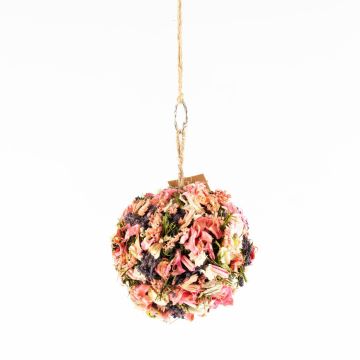 Sušená květinová koule WILLOW, růžovo-bílá, Ø14,5cm