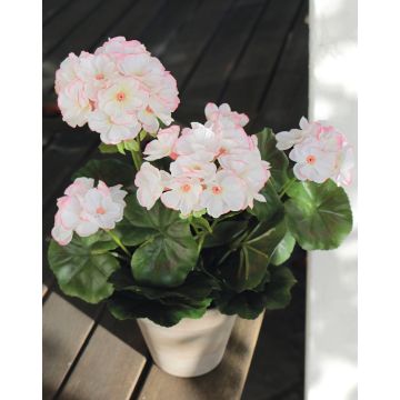 Umělá pelargonie AISCHA v dekoračním květináči, bílo-růžová, 35cm, Ø6-8cm