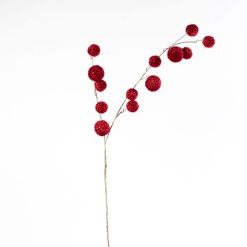 Umělá větev ostnoplodu AOLANI s plody, třpytky, červená, 100cm