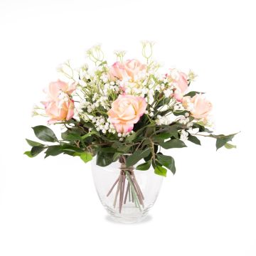 Textilní kytice růží AMELIE, šater, růžová, 45cm, Ø40cm