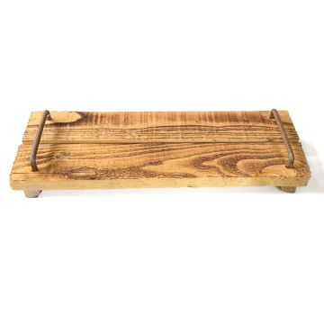 Vitage dřevěný podnos FENRIK s uchem, přírodní plamen, 50x14x4cm