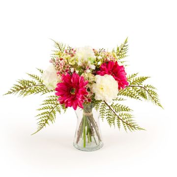 Umělá kytice gerber MALIA růže, hvozdík, růžová, 40cm, Ø30cm