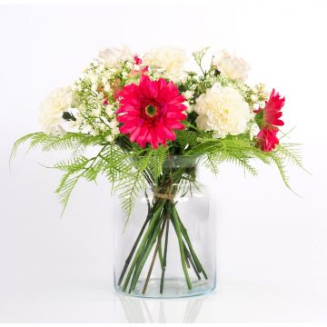 Umělá kytice gerber MALIA růže, hvozdík, růžová, 70cm, Ø45cm