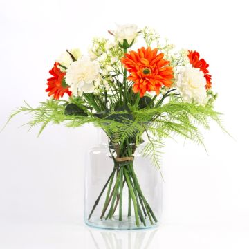 Umělá kytice gerber MALIA růže, karafiát, oranžová, 40cm, Ø30cm