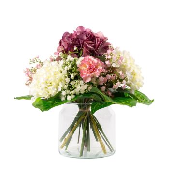 Umělá letní kytice KAUWELA, růžovo-bílo-zelená, 40cm, Ø40cm