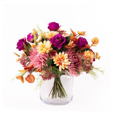 Udová volba: Pozdní letní kytice CIRILLA, růžovo-fialovo-oranžová, 45cm, Ø60cm