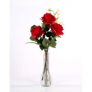 Umělá kytice růží SIMONY s dekorační zelení, červená, 55cm, Ø20cm
