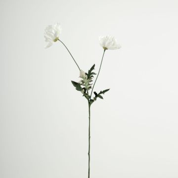 Větev umělého máku GUNDULA, Eco Collection, bílo-fialová, 70cm, Ø7-8cm