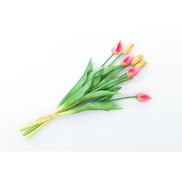 Umělá kytice tulipánů LONA, růžovo-zelená, 45cm, Ø20cm
